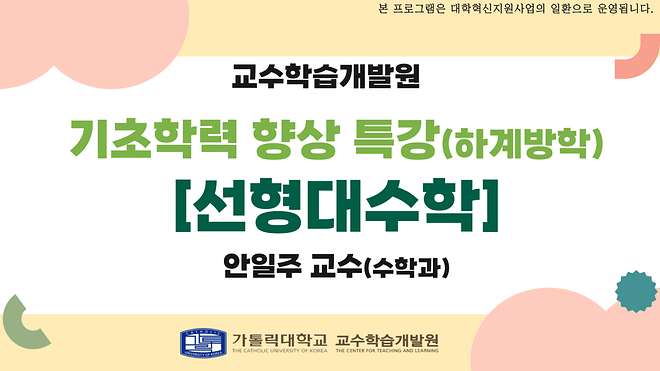 [학생 수요 맞춤형 기초학력 향상 특강] 선형대수학